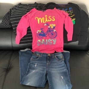 Girls mixed lot of tops and jeans size 10 12 Justice Gap Kids Cherokee Hanes